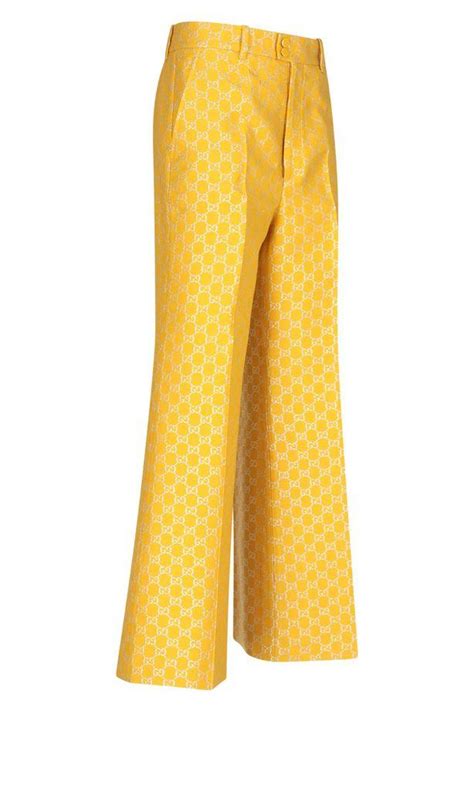 yellow floral gucci pants|Gucci satin jacquard pants.